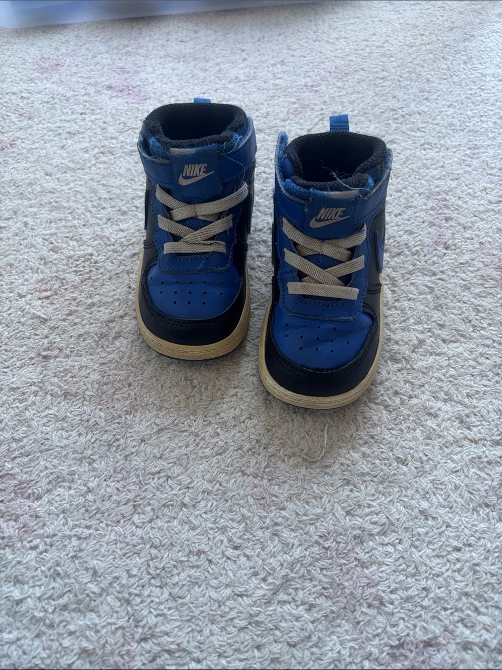 Nike Kids Blue and Black High-Top Sneakers with White Laces